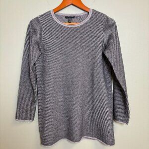 Eileen Fisher Cashmere Wool Sweater Stripe Sz PP 2P-4P‎ Quiet Luxury Minimalist